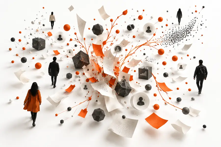 Unstructured growth idea represented by an abstract visual
